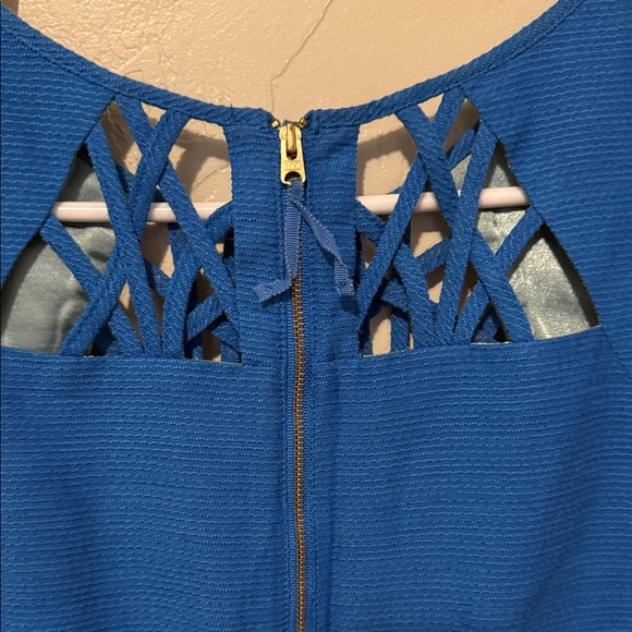 Anthropologie Mauve Blue Dress with Cutout Design 2 - Picture 8 of 9